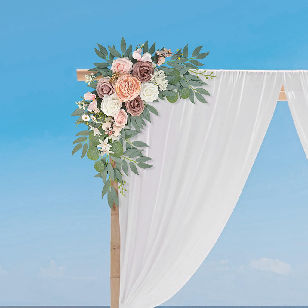 Finphoon Pink Wedding Arch Flowers Set of 2, Artificial Wedding Arch Floral Swag Arrangement for Reception Photo Backdrop Decoration, Bridal Shower, Baby Shower