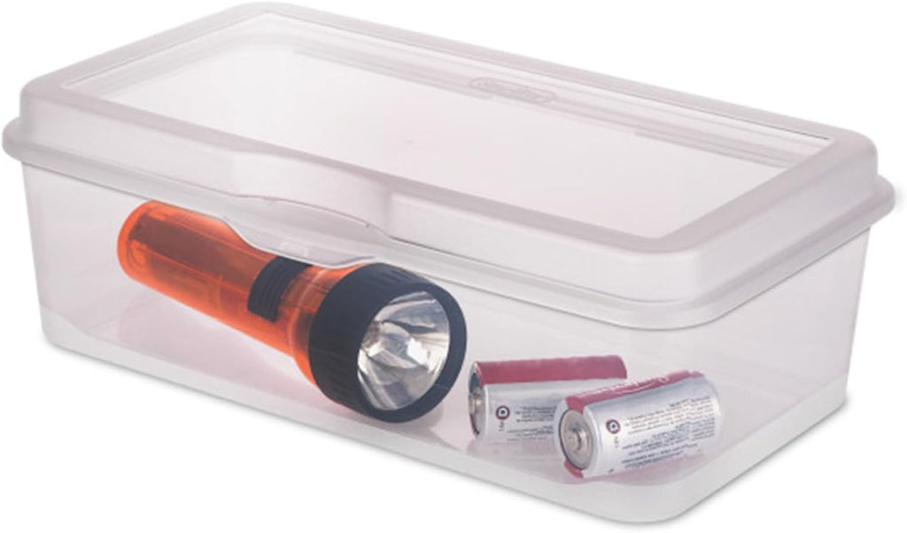 Sterilite 12-Pack Clear Flip-Top Stackable Storage Bins - Convenient Hinging Lid Design