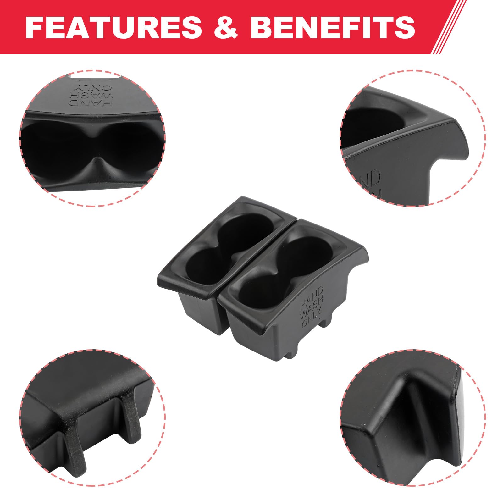 Car Door Cup Holder Insert Compatible with 2019-2024 Dodge Ram 1500 Right & Left Side Foam Door Trim Cup Holder Replaces# 5YK46TX7AC 5YK47TX7AC