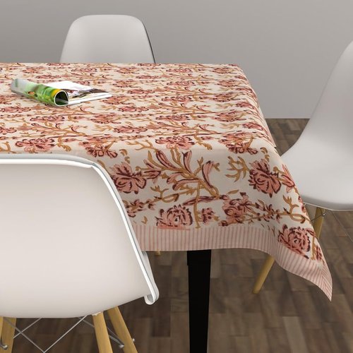 FYNITE Blush Branches Tablecloth | 60" x 108" Rectangular | 100%Cotton | Hand BlockPrint | Washable | Farmhouse & Fall Decor | Table Cover for Halloween | Thanksgiving | Christmas | Wedding | Parties