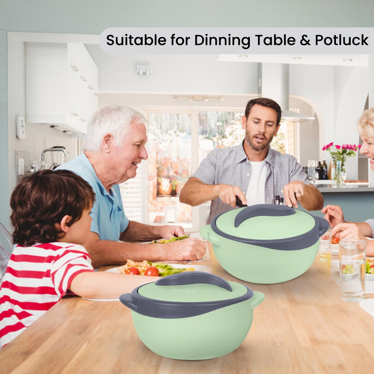 Pinnacle Insulated Casserole Dish with Lid 3 pc. Set 2.6/1.5/1 qt. Hot Pot Food Warmer/Cooler –Thermal Soup/Salad Serving Bowl- Stainless Steel Hot Food Container–Best Gift Set for Moms –Holidays