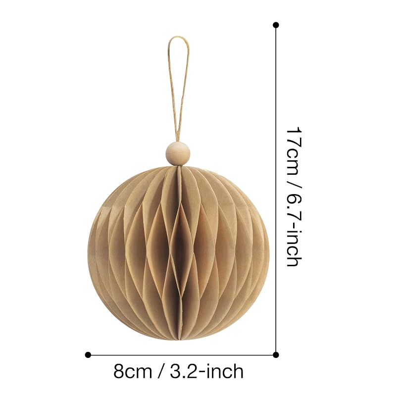 Khaki 8Pcs Paper Christmas Balls with Magnetic Closure - 3.15-Inch Ornaments for Xmas Tree (Variation: Khaki)