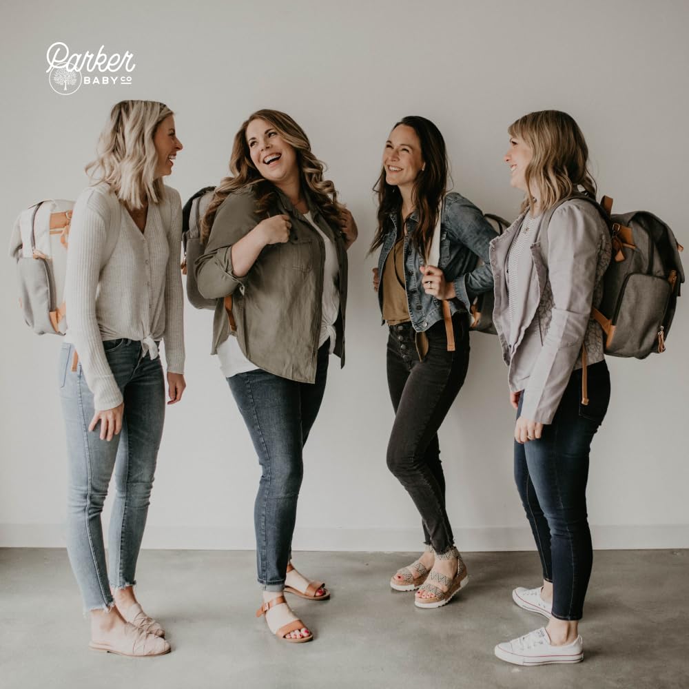 Parker Baby Diaper Backpack - Large Cream Diaper Bag with Insulated Pockets & Stroller Straps
