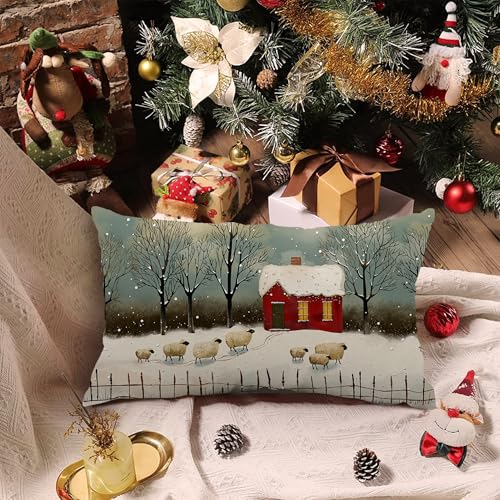 Christmas Pillow Cover - 12x20 Watercolor Snowflake Design