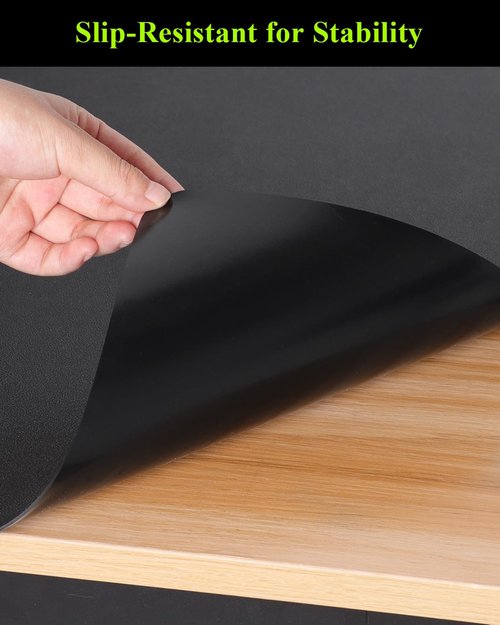 Furkit Black Plastic Table Cover Protector, 36" x 72" Waterproof Easy Flat PVC Desk Pad Mat, 1.5mm Thick Rectangle Vinyl Table Top Protector for Dining Room Table, Office, Dresser