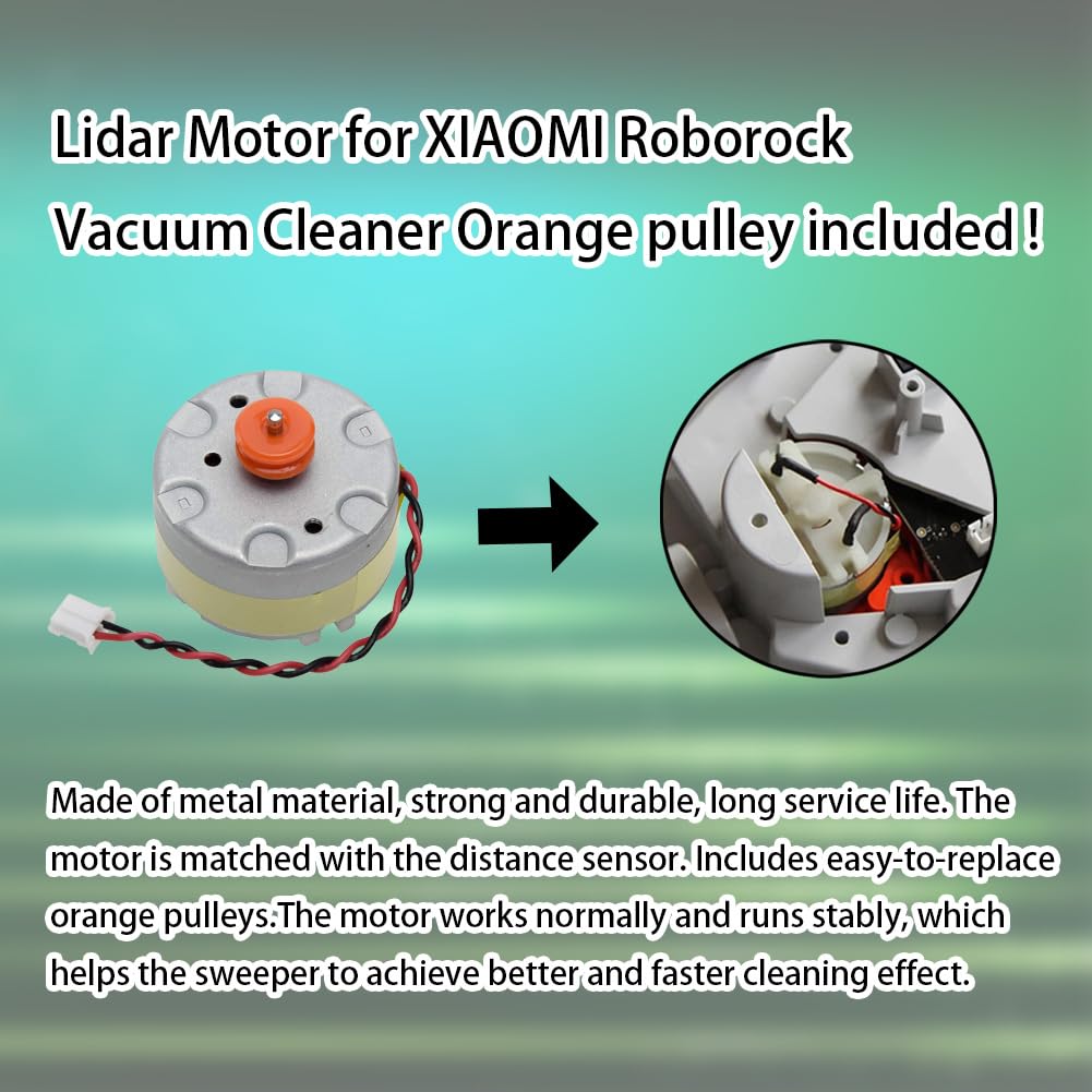 Ytaland Lidar Motor for Xiaomi Roborock S5 S5 MAX S6 Pure S6 MAXV S60 S65 S50 E20 E25 E35, Mini Power Lead Plug Robot Distance Sensor Robot Metal LDS Replacement Parts with Cable