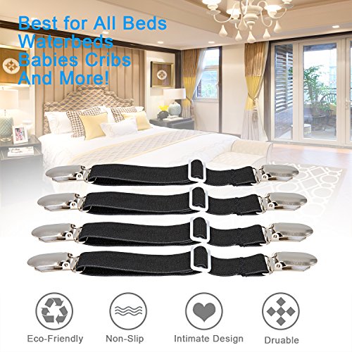 BetyBedy 4Pcs Adjustable Bed Sheet Fasteners Suspenders - Straight Style