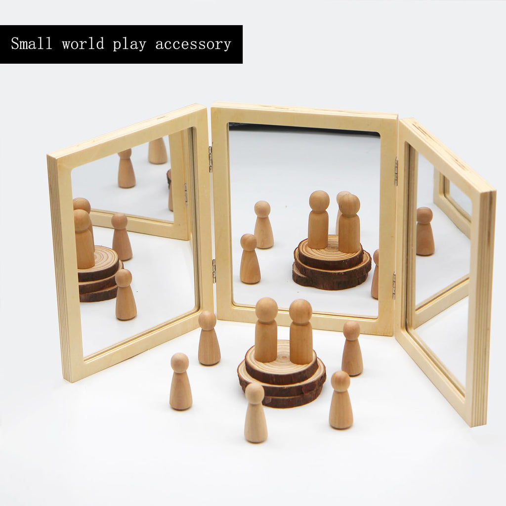 SZREGGIO Montessori & Reggio Inspired Children Mirror, Preschool Classroom Essential, 3 Panels, 3-in-1 Folding, Small Mirror for Light Table Explore