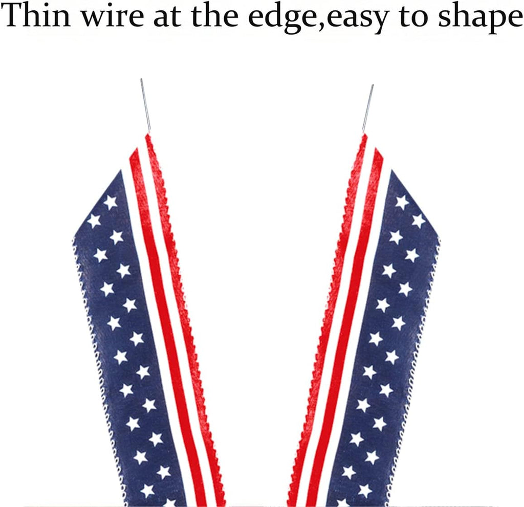 Patriotic 4th of July Decor Bow by [Brand Name] - Red, White & Blue Stripe Stars | Perfect for Wreaths & Tree Toppers