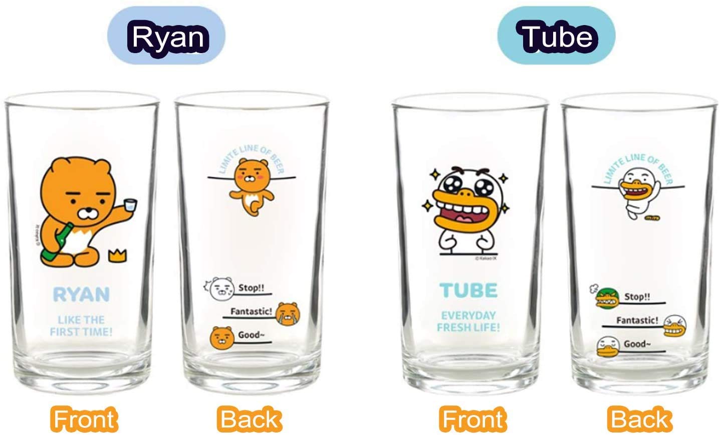 Mini Clear Glasses For Alcohol Drinks Set of 4(soju beer glass 소맥잔),Korean Soju Shot Glasses Set Character Soju Beer Glass, Best Gift For Party, Dishwasher Safe Clarity Glassware, Korean Gift