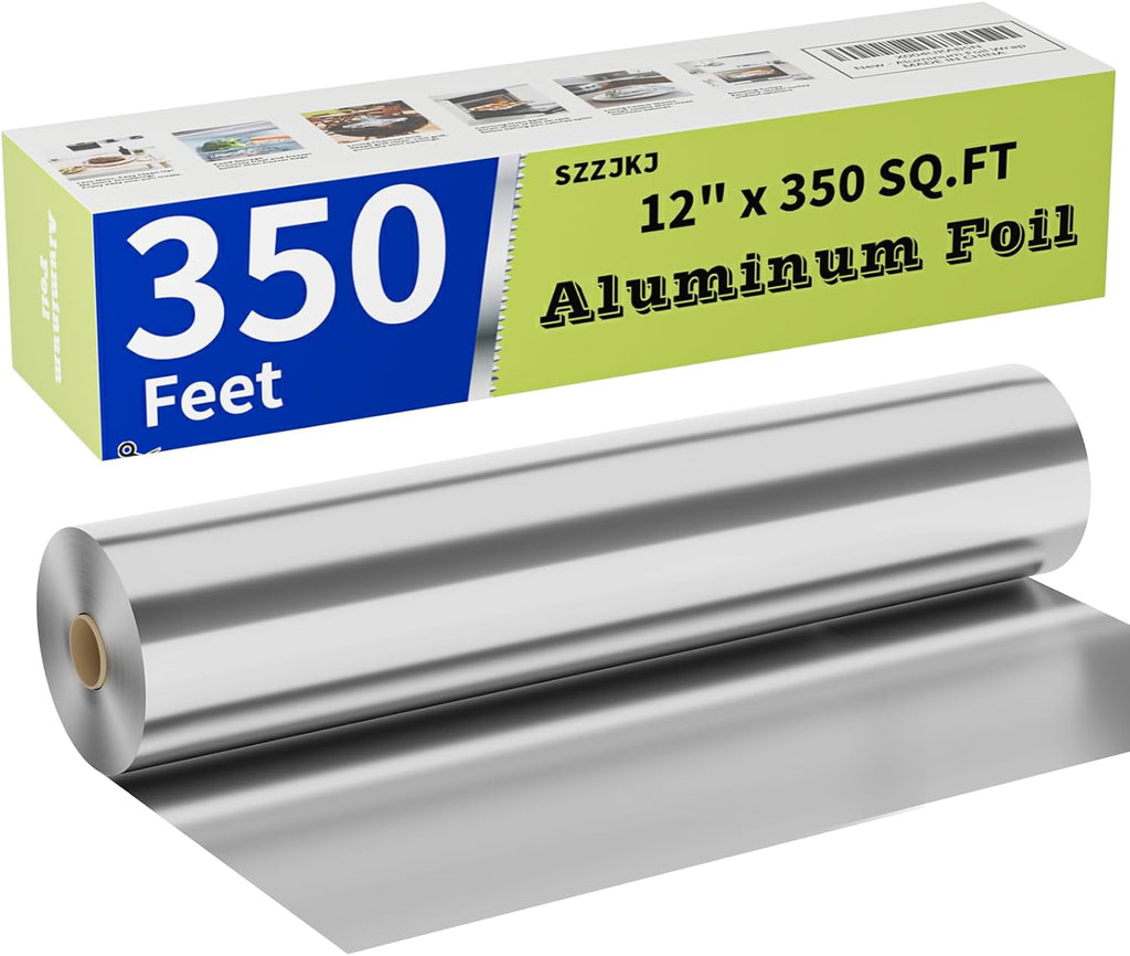 Aluminum Foil Roll - 12" x 350ft Heavy-Duty Food Safe Foil with Cutter | Ideal for Cooking & Baking