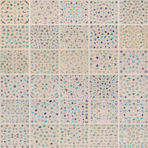 3D Flower Nail Stickers - Colorful Floral Self Adhesive Nail Decals 30 Sheets