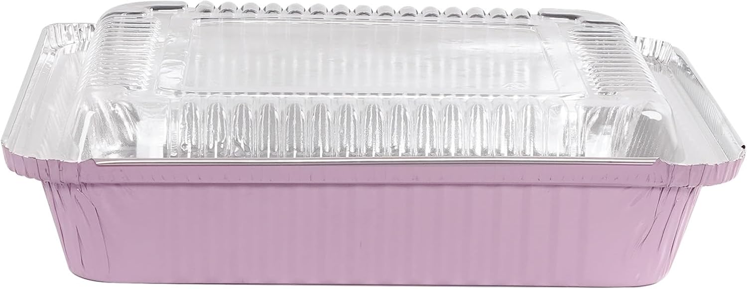 Skiennix 8x8 Square Aluminum Baking Cake Pans - 40 Pack with Clear Lids for Easy Food Storage