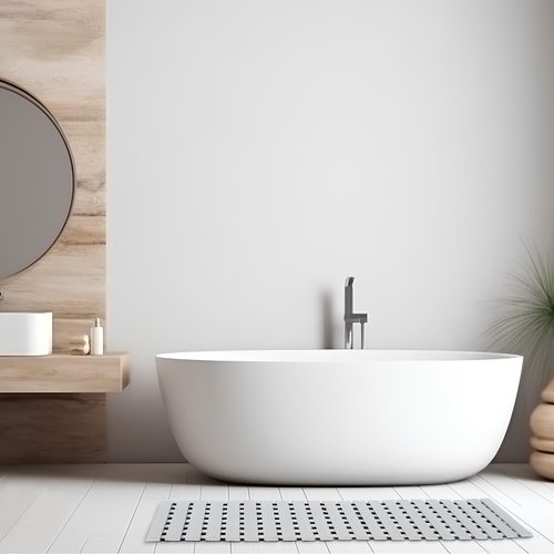 AceOrbit Weighted Non Slip Bathtub Mat, Textured TPE Bath Mat for Textured Bathtub and Shower Surfaces, Without Suction Cups Doesn't Float, Works on Tile and Stone(Gray,32 x 17 Inch)