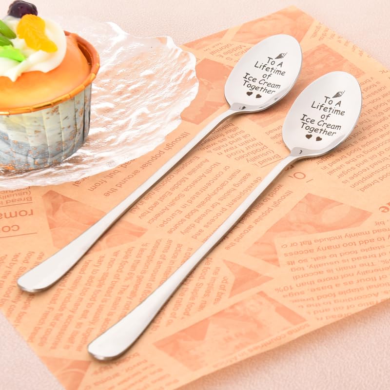 To a Lifetime of Ice Cream Together Wedding Engagement Gift Spoon for Girlfriend & Boyfriend