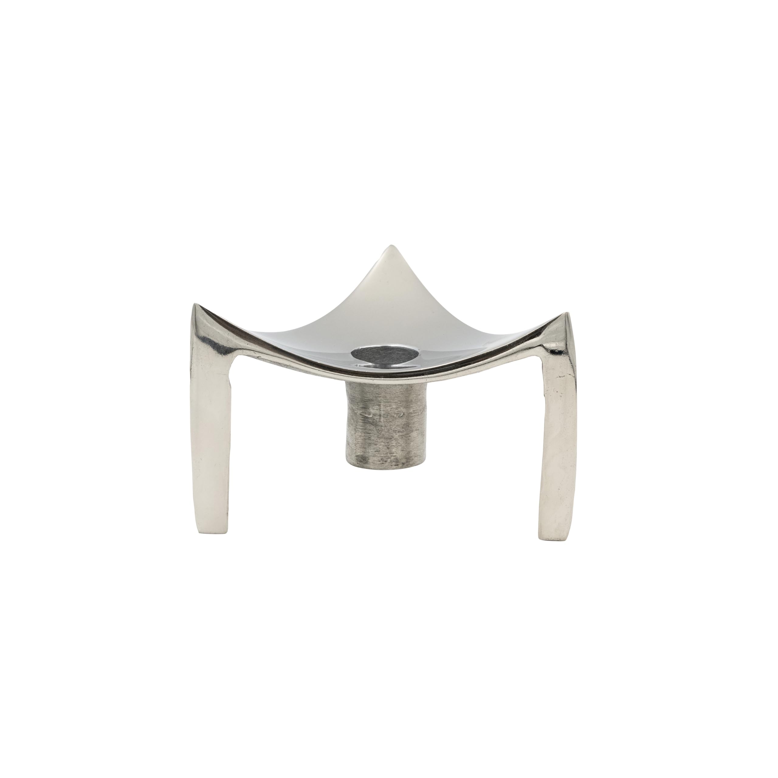 Bloomingville Metal Triangular Footed Taper Holder, Nickel Finish