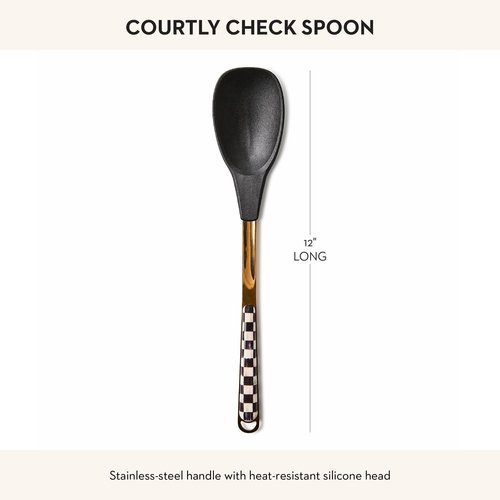 MACKENZIE-CHILDS Kitchen Spoon, Silicone Cooking Spoon, Black-and-White Courtly Check