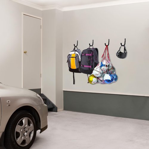 KURUI Large Metal Wall Hooks for Hanging Living Room/Bedroom/Garage, 14Pcs Garage Organization and Storage Heavy Duty Hook for Tool Coat Backpack Bag, 40 LB Black Wall Mount Hanges for Outdoor Indoor