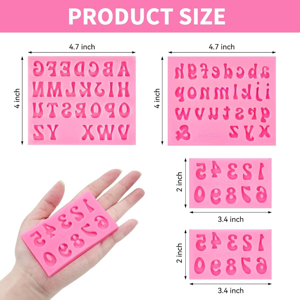 VITAPREP 3-Pack Silicone Letter Molds for Chocolate Covered Strawberries | A-Z Alphabet & 0-9 Numbers | Uppercase/Lowercase Fondant, Candy, Clay Molds | Food-Grade, Non-Stick (Cake Decorating Tools)