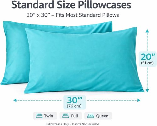 Evolive Ultra Soft Microfiber Pillowcases - Standard Size 20"x30" | Set of 2 with Envelope Closure (Ocean)