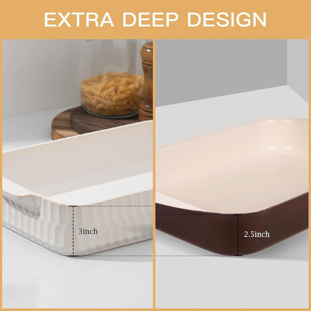 Regine Switzerland 4.7QT Casserole Dish - Large 9x13” Ceramic Lasagna Pan with Handles | Perfect for Baking and Gifts