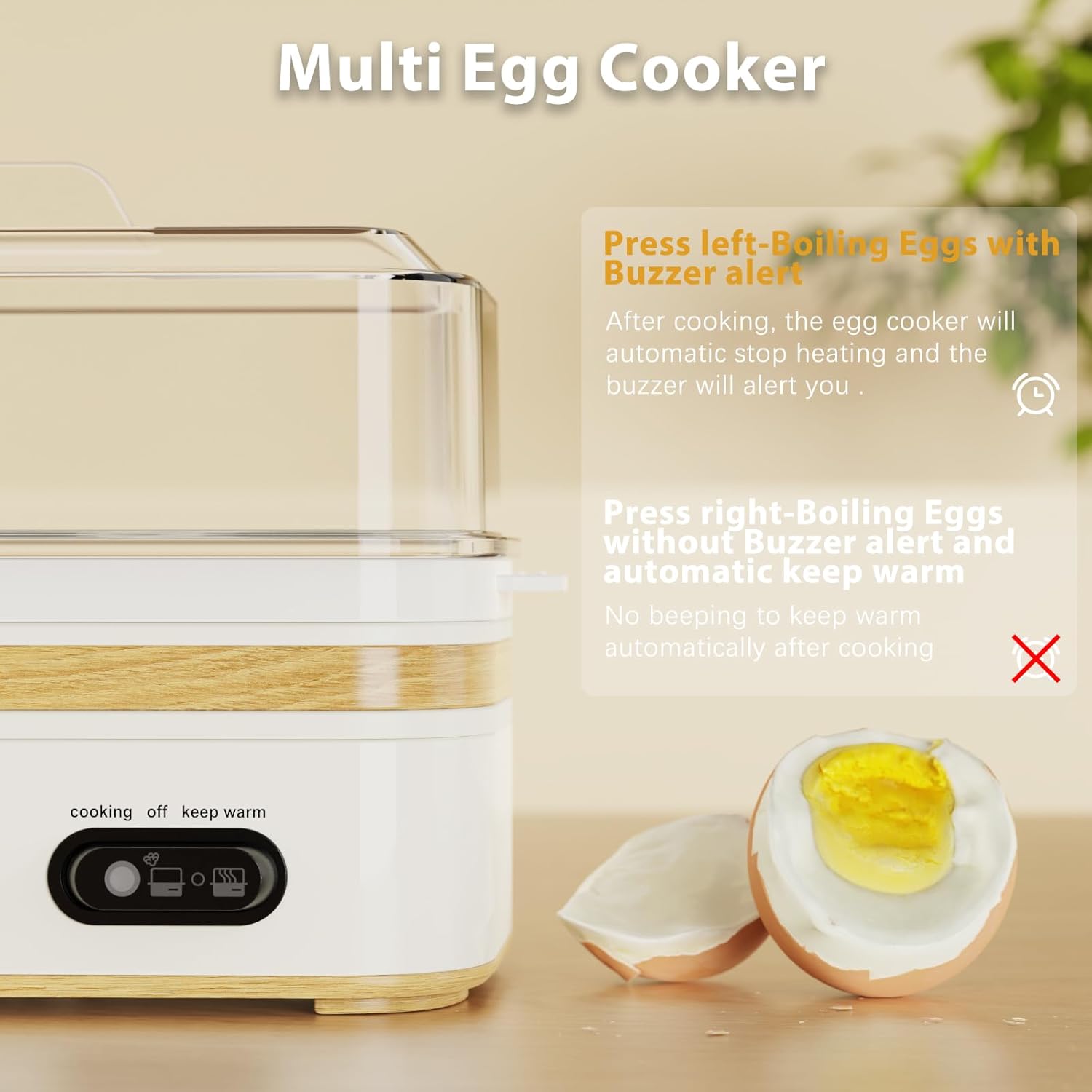 Rapid Egg Cooker - Electric 6-Egg Capacity | Soft, Medium, Hard Boiled & Poached Eggs, Auto Shut-Off, BPA Free - White