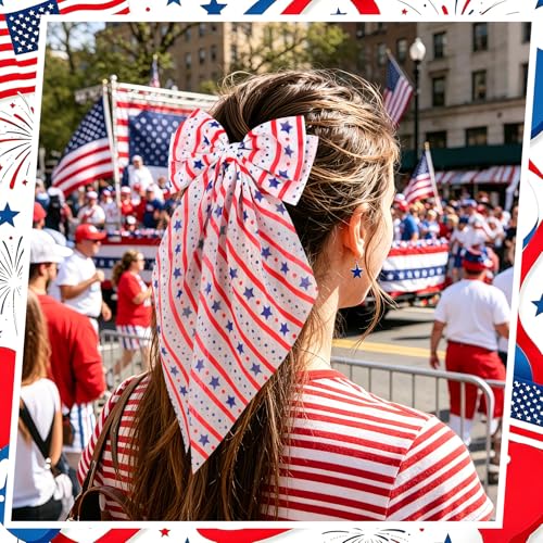 4th of July Hair Bows for Women & Girls Patriotic Hair Clips, 2-Pack