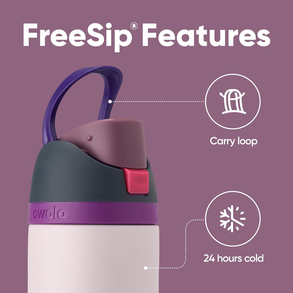 Owala FreeSip Insulated Stainless Steel Water Bottle - 24 oz BPA-Free with Straw | Dreamy Field Design for Sports & Travel