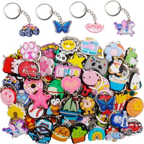 Canberly 30pcs Cute Non-Repeating Keychains for Classrooms & Parties