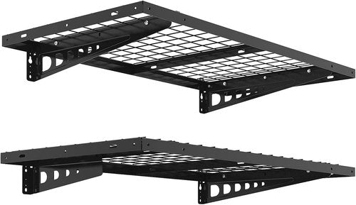 FLEXIMOUNTS Heavy Duty Bike Wall Shelving Rack - 2 Pack 24x48 Inch, 660lbs Capacity, Black | Pro Series