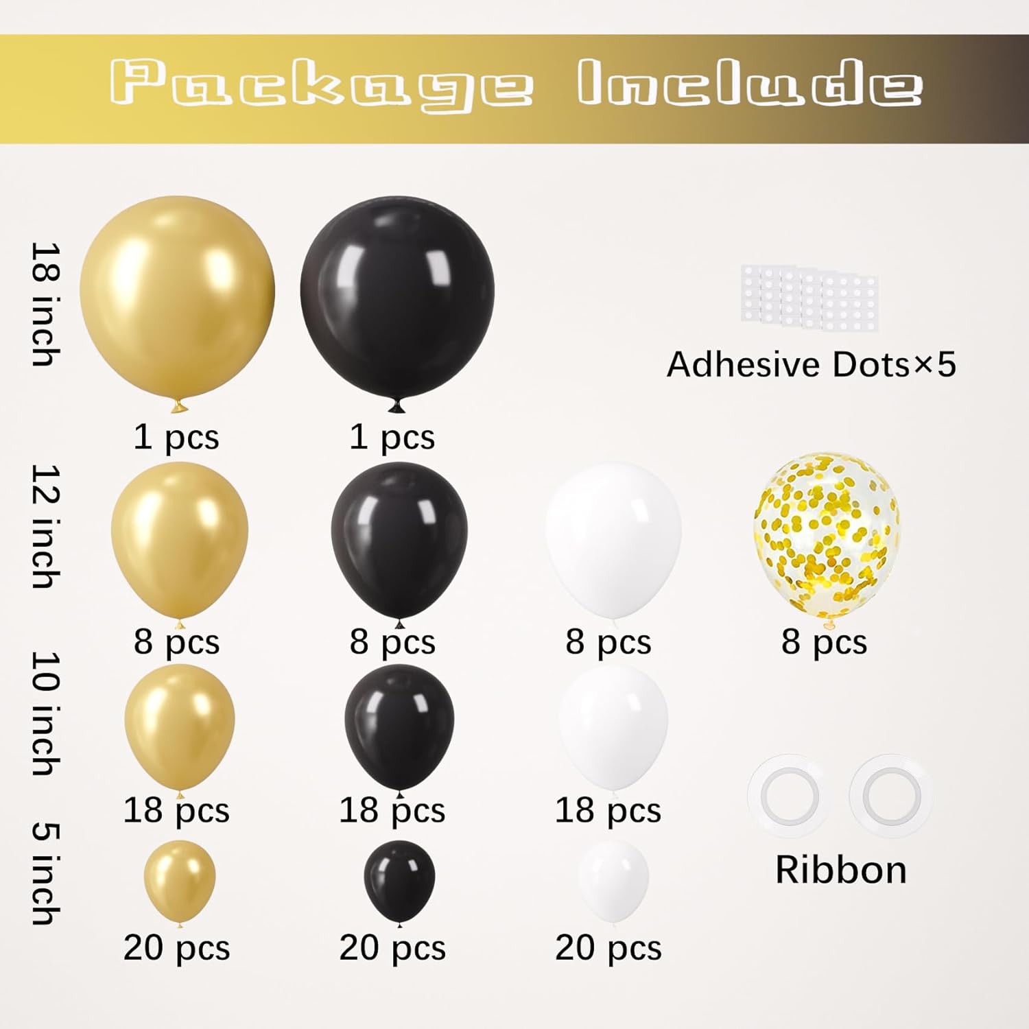 Voircoloria 148-Piece Black and Gold Balloon Garland Arch Kit - Perfect for Graduation, Birthdays & Anniversaries