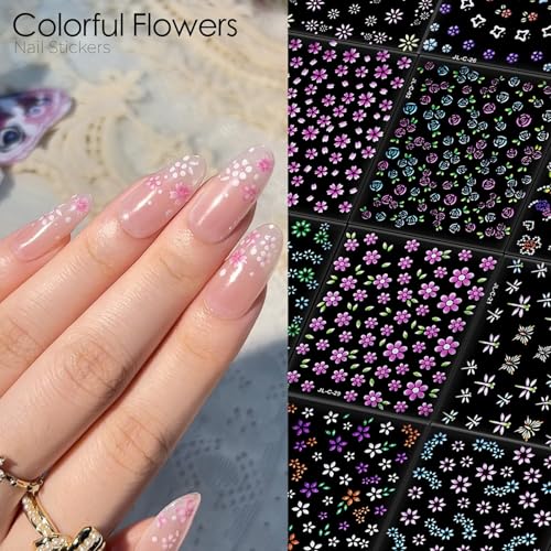 3D Floral Nail Stickers 60 Sheets - Daisy & Heart Self-Adhesive Decals
