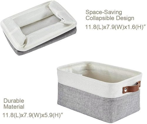 DECOMOMO Small Storage Baskets - Organize Your Closet with Grey & White 6-Pack Bins