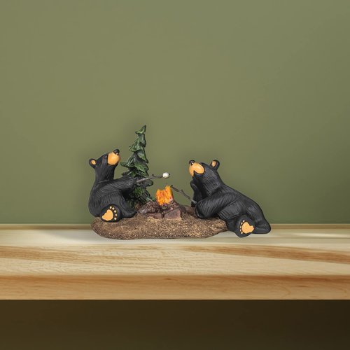 DEMDACO Bearfoots by Jeff Fleming Campfire Memories Black Bear 4.5 x 8 Hand-cast Resin Tabletop Figurine Sculpture