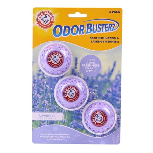 Arm & Hammer Odor Busterz Lavender Deodorizing Balls - Air Freshener and Odor Eliminator - Long-Lasting Freshness for Home, Bathroom, Closet, Gym Bags, Sports Gear and More - 3-Count, Lavender Scent
