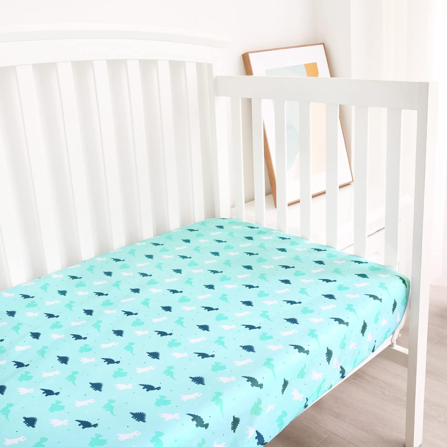 Regine Switzerland Fitted Crib Sheets - Soft & Breathable 2-Pack for Standard Crib 52'' x 28'' | Dinosaurs & Ocean Design