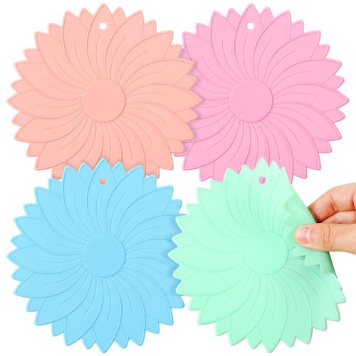 Maxdot 4 Pcs Large Rubber Jar Opener Pad Jar Opener 6.10 Inch Multi Function Non Slip Jar Opener Resistant Coasters for Weak Arthritis Hands Seniors Easy Opening (Macaron Colors)