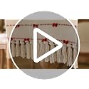 Caflife Christmas Table Runner 13x72 Inch Boho Red & Beige Cotton with Tassels