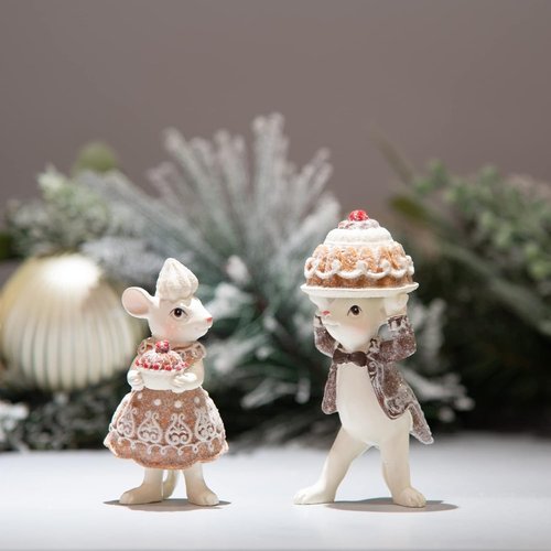 Braxio Gingerbread Mouse Figurine Set - Festive Christmas Decor for Tabletop & Tree | Collectible Holiday Ornaments