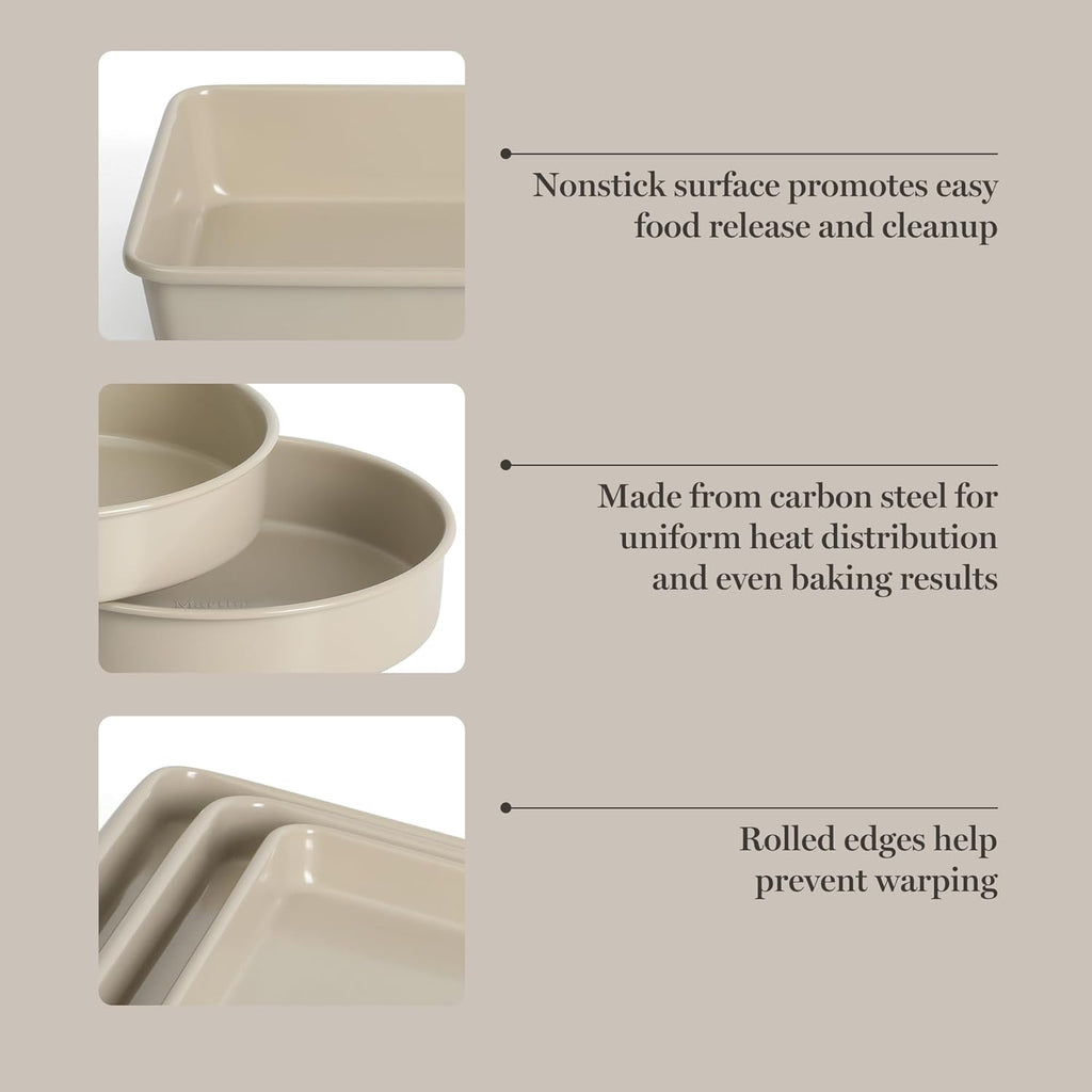 Martha Stewart Gallen 10-Piece Non-Stick Bakeware Set | Ceramic, PFA-Free, Non-Toxic - Taupe