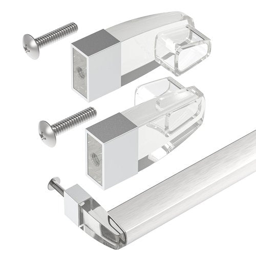 Shuisen Clear Acrylic Shower Door Towel Bar Brackets Fit for Alumax/Basco Framed Sliding Glass Shower Door Towel Rod, Sliding Doors Replacement Parts with Bright Chrome Sleeve, Set of Two Brackets