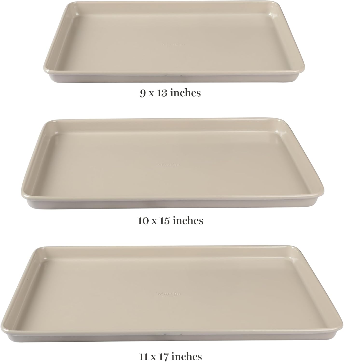 Martha Stewart Gallen 3-Piece Baking Sheet Set - Nonstick Ceramic Pans, Oven Safe to 450°F | Taupe, Warp-Resistant