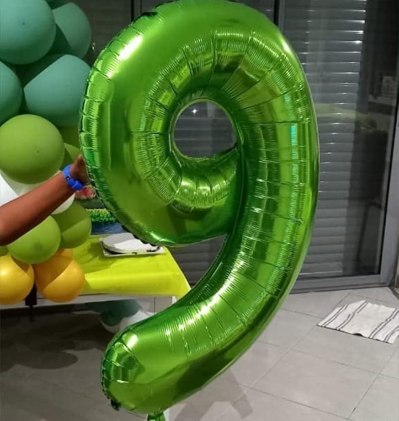 40 Inch Green Number 9 Balloon - Foil Mylar for Parties & Events