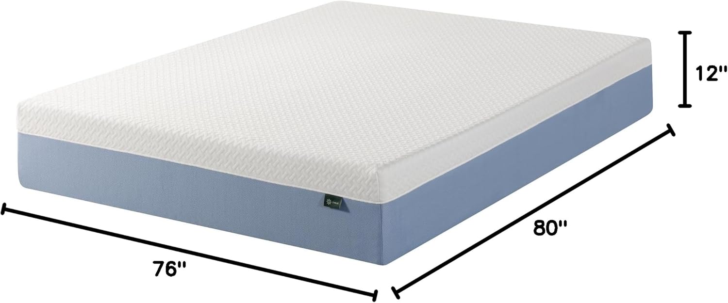 Zinus 12 Inch King Cooling Memory Foam Mattress - Medium Feel, Breathable Layers, Fiberglass Free, Certified Safe