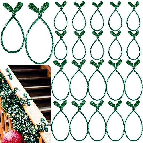 Green Christmas Garland Twist Ties Set - 20 Pcs, 20 and 16 Inches