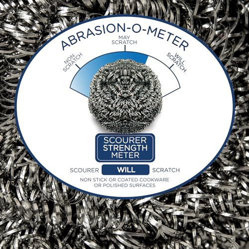 Stainless Steel Wool Scouring Pads 2-Pack for Heavy Duty Kitchen Cleaning