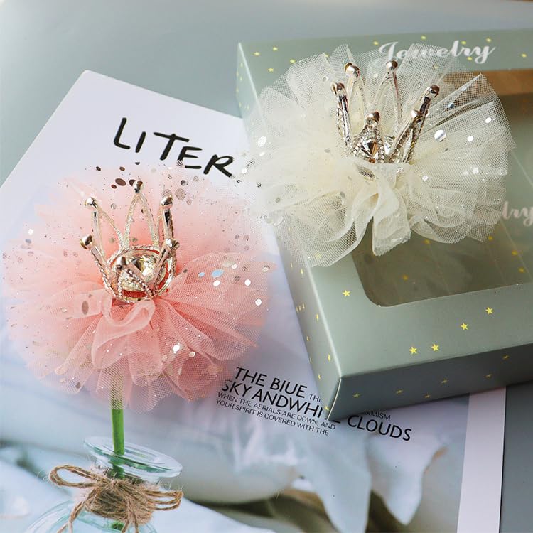 Pink Rhinestone Crown Hair Clips 2pcs Princess Tiara Pins