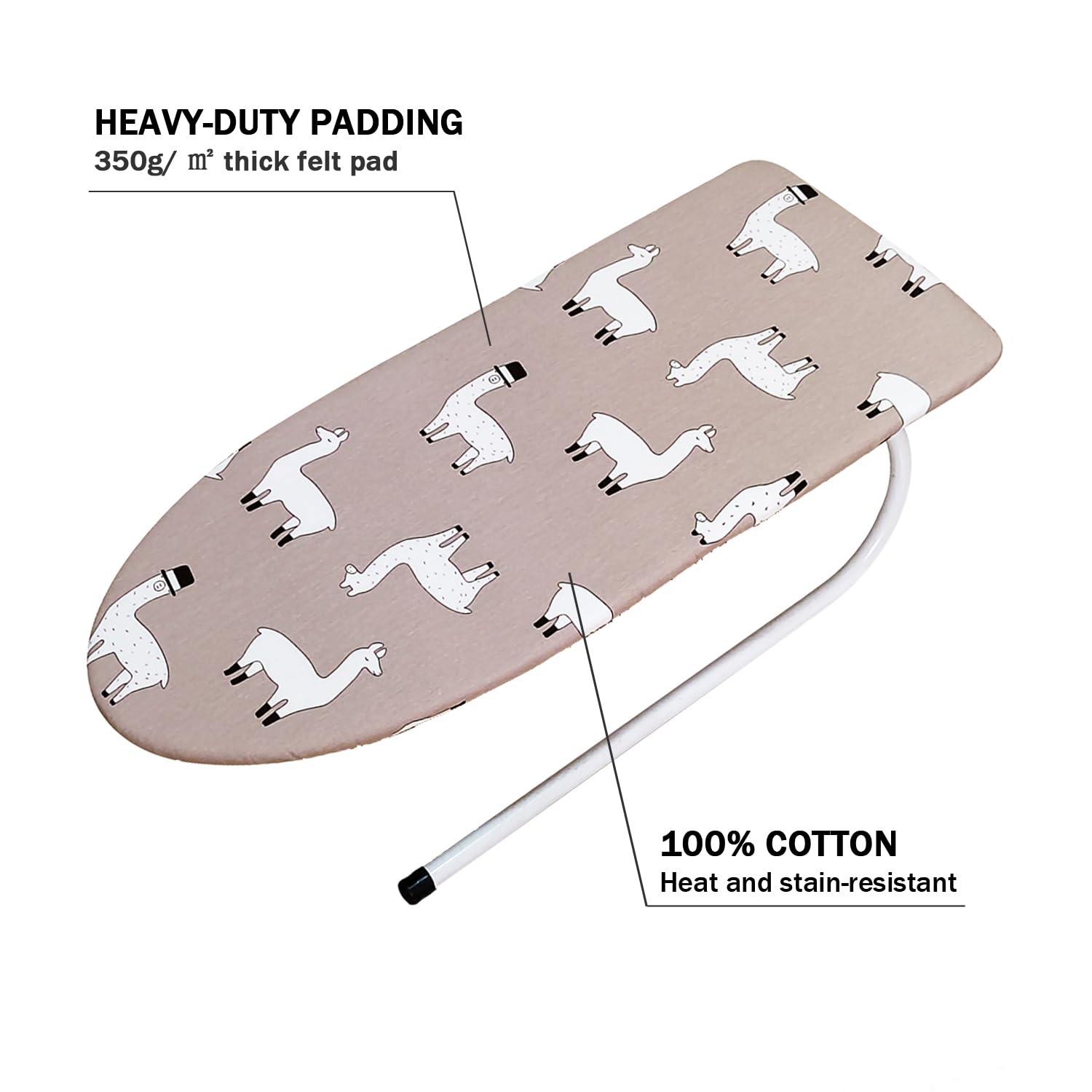 12" x 32" Small Tabletop Ironing Board Cover and Pad,3 Pairs of Hook and Loop Fastener Straps,Elastic Edges,Cotton Mini Iron Board Cover with Scorch Resistant Thick Padding