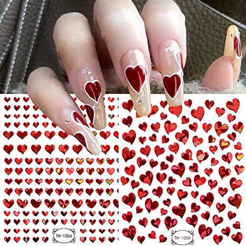 Valentine's Day 3D Heart Nail Art Stickers Self-Adhesive Decals (6 Sheets)