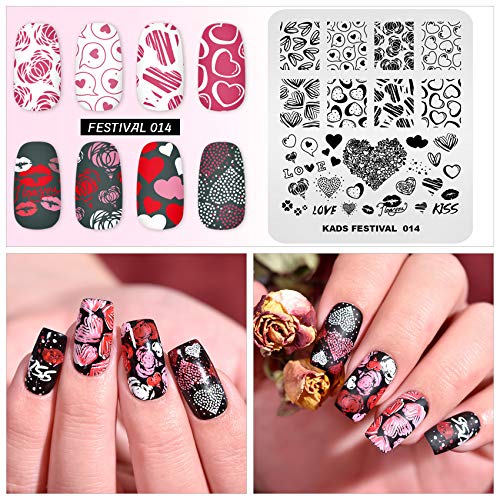 KADS Valentine's Day Nail Art Stamping Plate Love Heart FE014